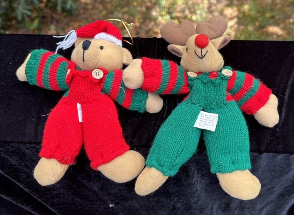 Vintage 1980’s International Bazaar Christmas Bear Deer Ornaments -S64